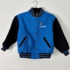 Vintage American Girl Bomber Jacket Blue Varsity Wool Blend Quilt Lined  Small